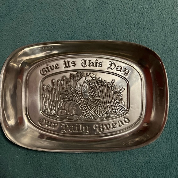 Vintage Pewter Tray-Give Us This Day Our Daily Bread By Leonard Duratale  Rare - Picture 5 of 8